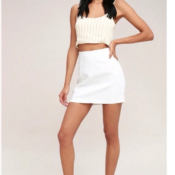 Free People Modern Femme Mini Skirt White Denim size 2 OFF White - Picture 4 of 10